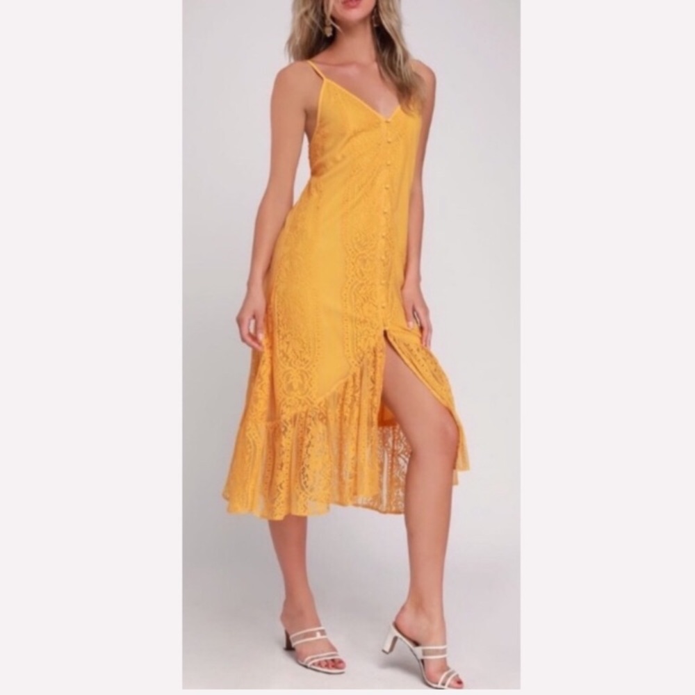 Bohemian Lace Button Midi Dress Boho Femme